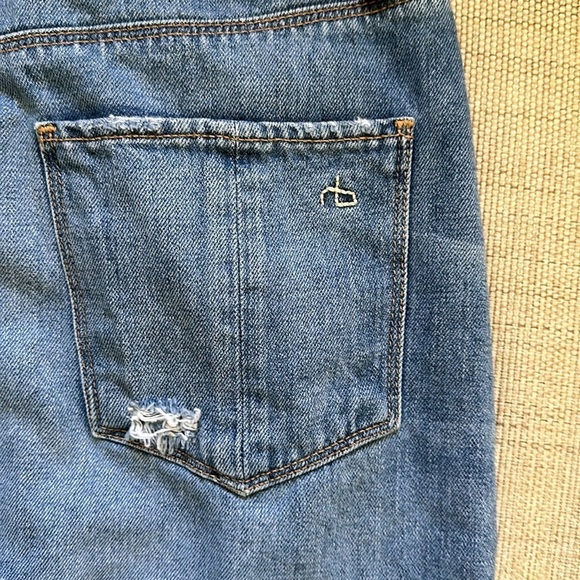 rag & bone Denim Mini Skirt Distressed Hem 5 Pocket Styling Zipper Fly Size 25 - Picture 3 of 6
